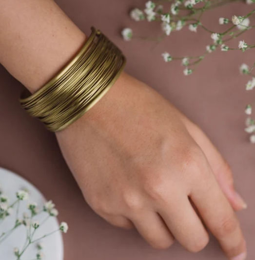 Cuff Brass Statement Adjustable Bracelet (Anti Tarnish) - Image 2